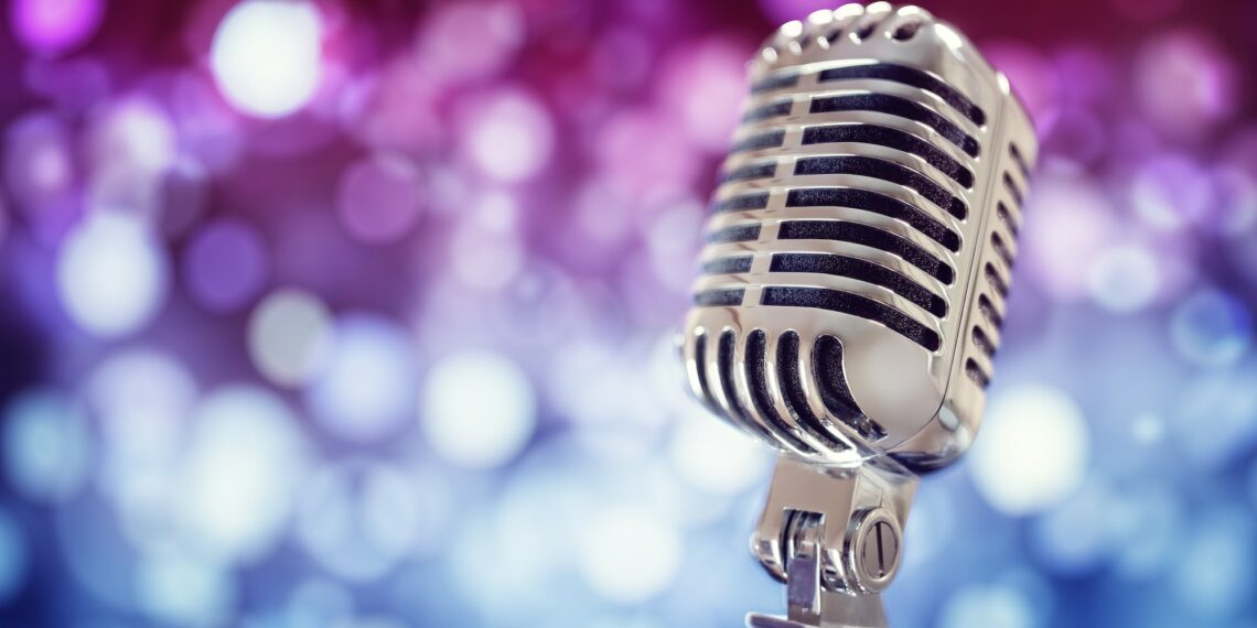 Vintage microphone on stage